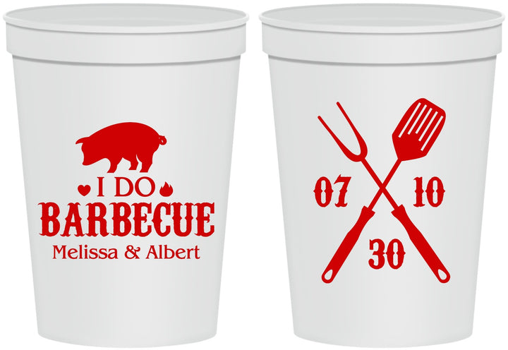 Personalized Wedding 16 oz Stadium Cups - I Do Barbecue Bbq | 410
