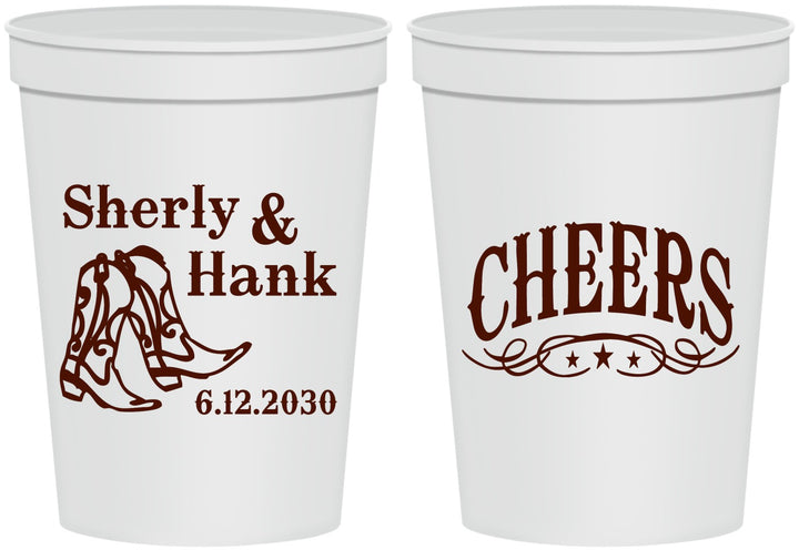 Personalized Wedding 16 oz Stadium Cups - Cheers Cowboy | 411