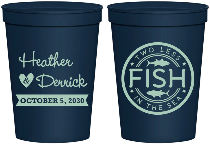 Personalized Wedding 16 oz Stadium Cups - Two Less Fish In The Sea | 420