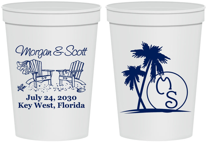 Personalized Wedding 16 oz Stadium Cups - Beach | 423