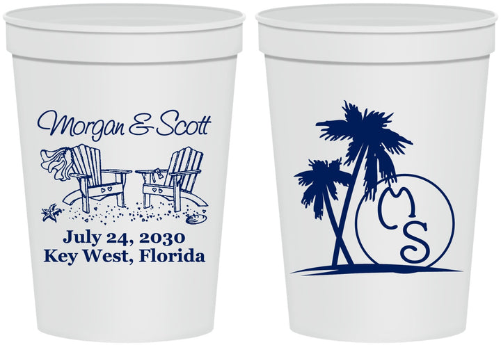 Personalized Wedding 16 oz Stadium Cups - Beach | 423