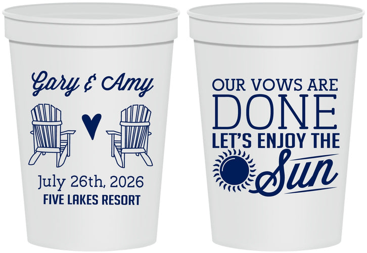 Personalized Wedding 16 oz Stadium Cups - Vows Are Done Enjoy Sun | 428