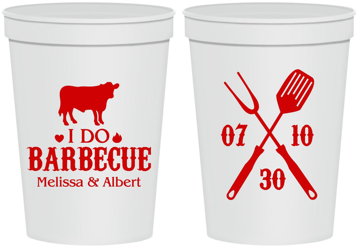 Personalized Wedding 16 oz Stadium Cups - I Do Barbecue Bbq | 433