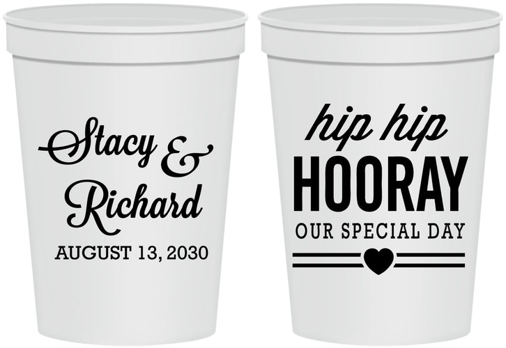 Personalized Wedding 16 oz Stadium Cups - Hip Hop Hooray | 436