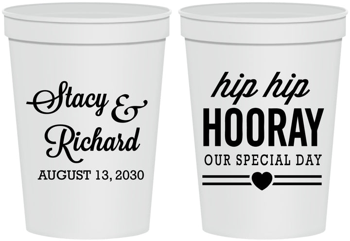 Personalized Wedding 16 oz Stadium Cups - Hip Hop Hooray | 436