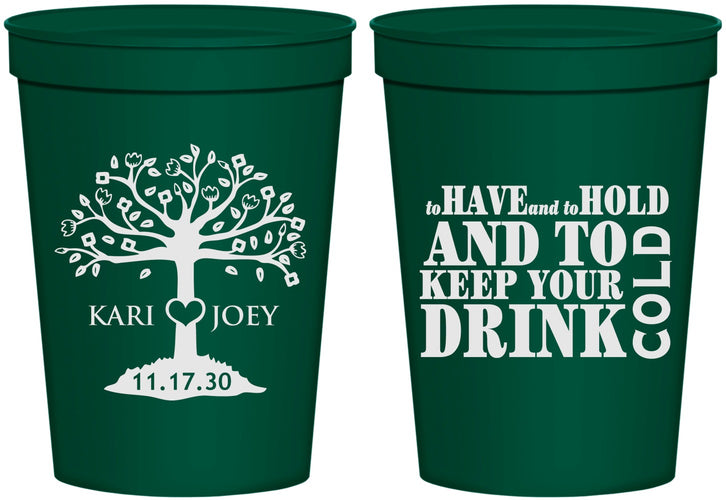 Personalized Wedding 16 oz Stadium Cups - To Have And To Hold | 438