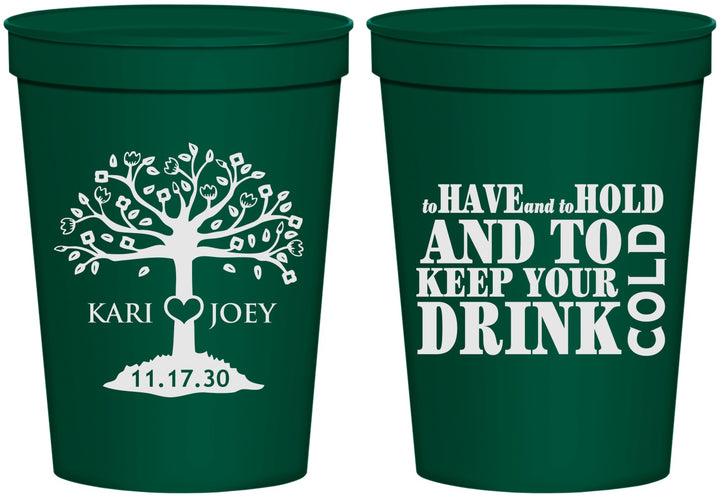 Personalized Wedding 16 oz Stadium Cups - To Have And To Hold | 438