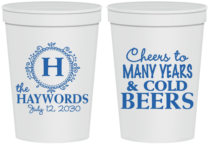 Personalized Wedding 16 oz Stadium Cups - Cheers To Cold Beers | 439
