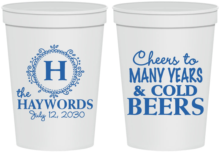 Personalized Wedding 16 oz Stadium Cups - Cheers To Cold Beers | 439