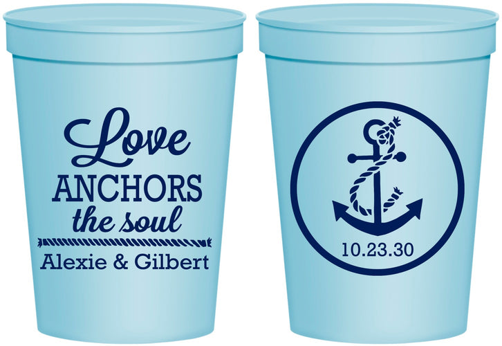 Personalized Wedding 16 oz Stadium Cups - Love Anchors The Soul | 440