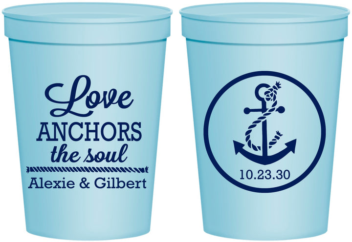 Personalized Wedding 16 oz Stadium Cups - Love Anchors The Soul | 440