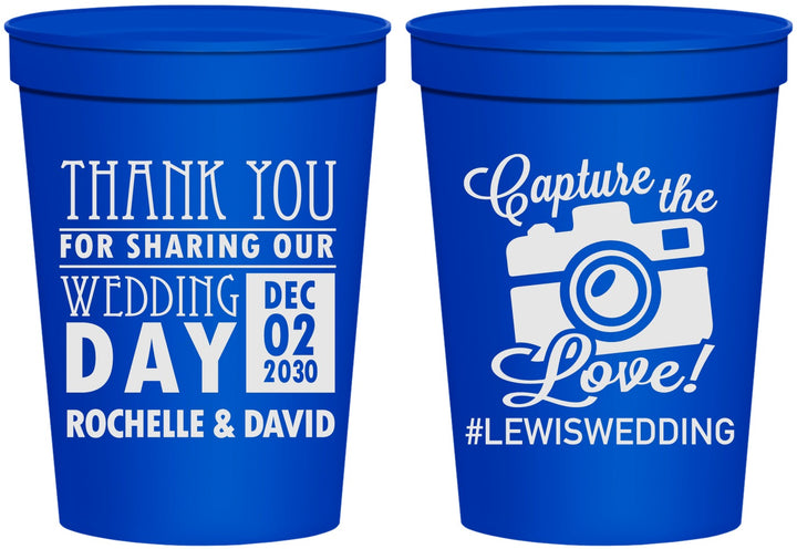 Personalized Wedding 16 oz Stadium Cups - Capture The Love | 444