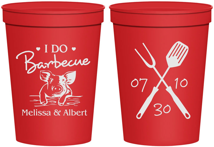 Personalized Wedding 16 oz Stadium Cups - I Do Barbecue Bbq | 446