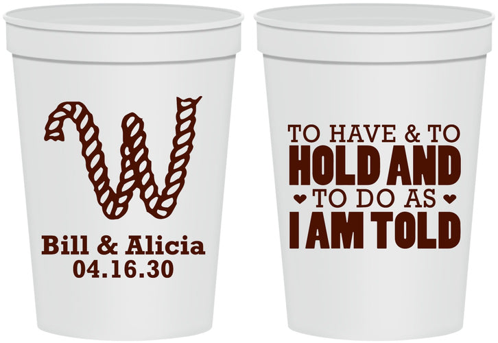 Personalized Wedding 16 oz Stadium Cups - To Have And To Hold | 449