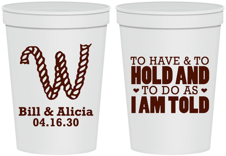 Personalized Wedding 16 oz Stadium Cups - To Have And To Hold | 449
