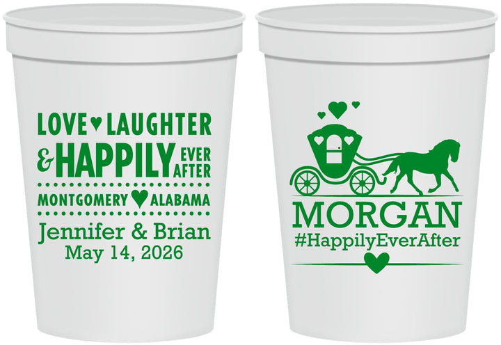 Personalized Wedding 16 oz Stadium Cups - Happily Ever After | 452
