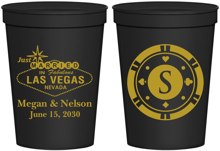 Personalized Wedding 16 oz Stadium Cups - Las Vegas | 459