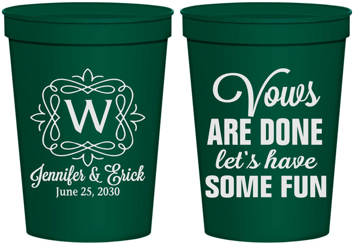 Personalized Wedding 16 oz Stadium Cups - Vows Are Done Have Fun | 460