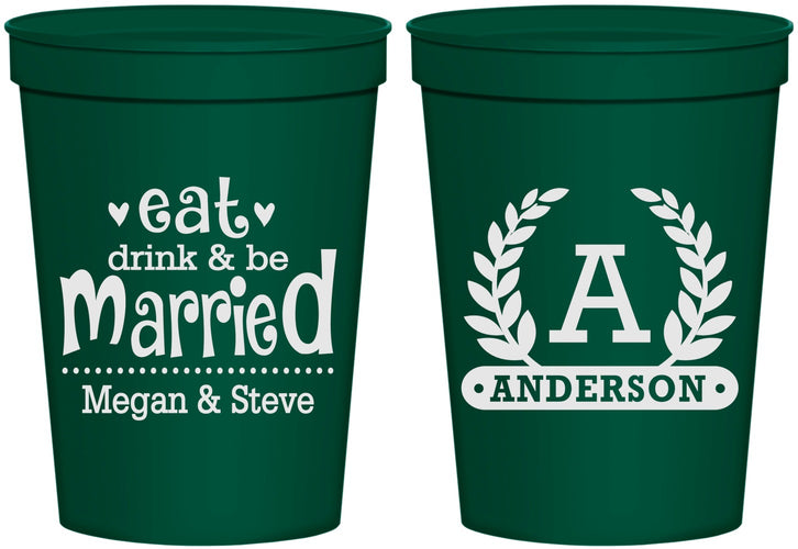 Personalized Wedding 16 oz Stadium Cups - Monogram | 464