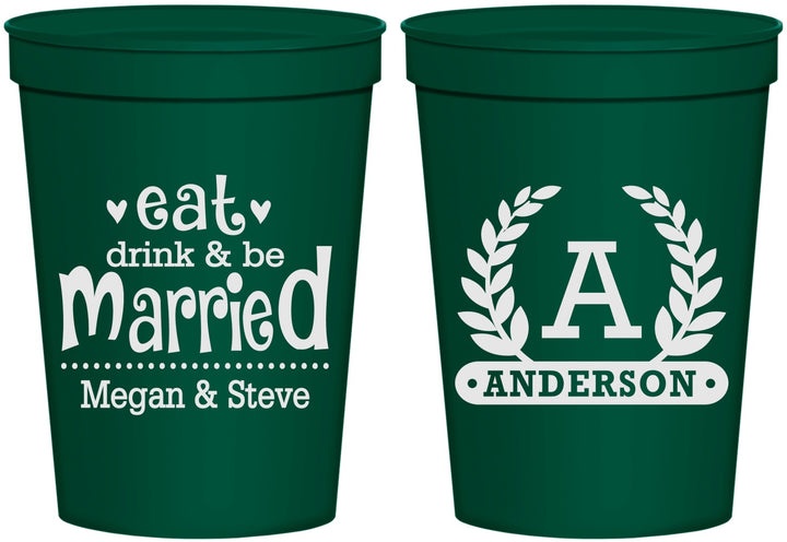 Personalized Wedding 16 oz Stadium Cups - Monogram | 464