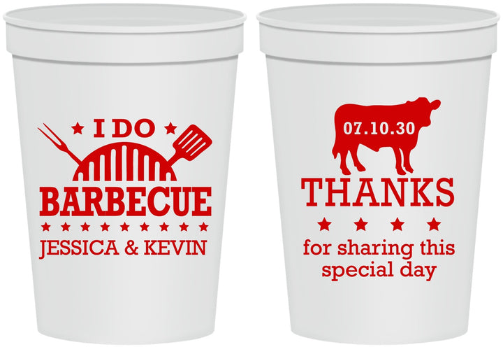 Personalized Wedding 16 oz Stadium Cups - I Do Barbecue Bbq | 468