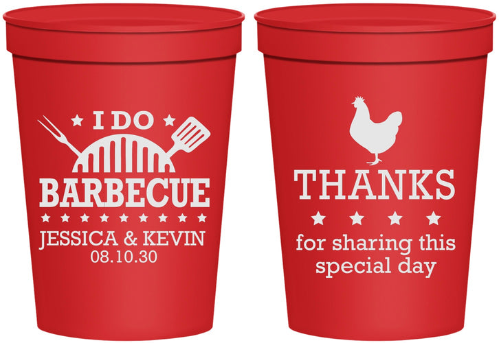 Personalized Wedding 16 oz Stadium Cups - I Do Barbecue Bbq | 469