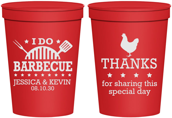 Personalized Wedding 16 oz Stadium Cups - I Do Barbecue Bbq | 469