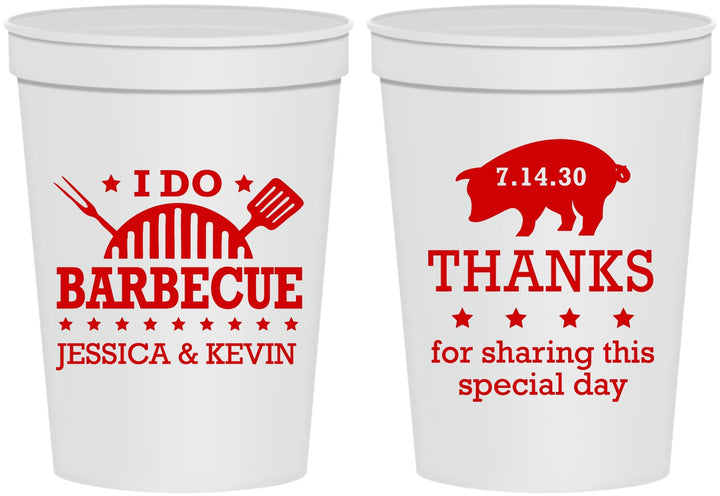 Personalized Wedding 16 oz Stadium Cups - I Do Barbecue Bbq | 470
