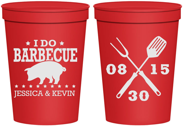 Personalized Wedding 16 oz Stadium Cups - I Do Barbecue Bbq | 473