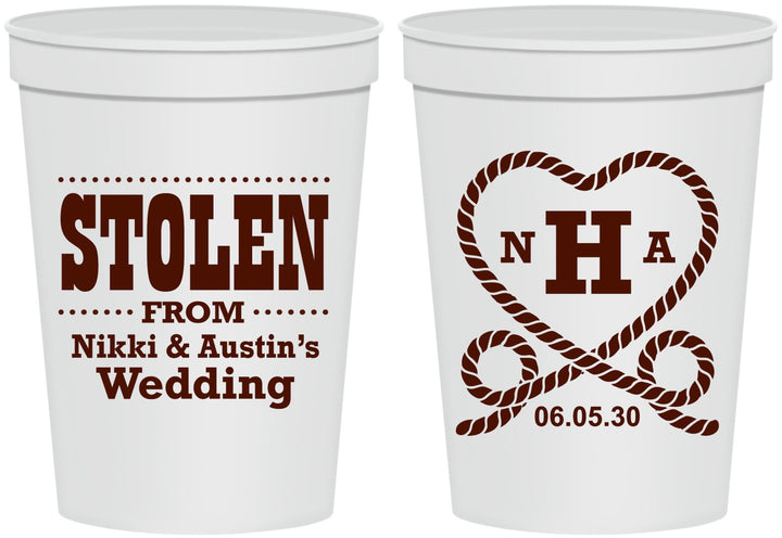 Personalized Wedding 16 oz Stadium Cups - Stolen Monogram | 474