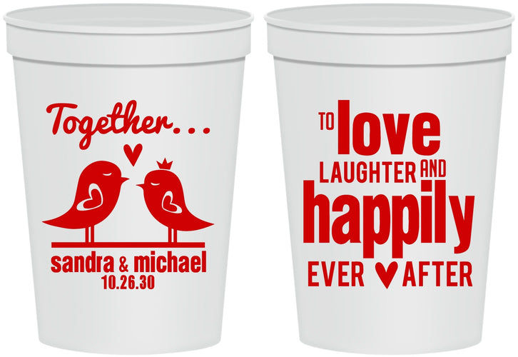 Personalized Wedding 16 oz Stadium Cups - Happily Ever After | 480