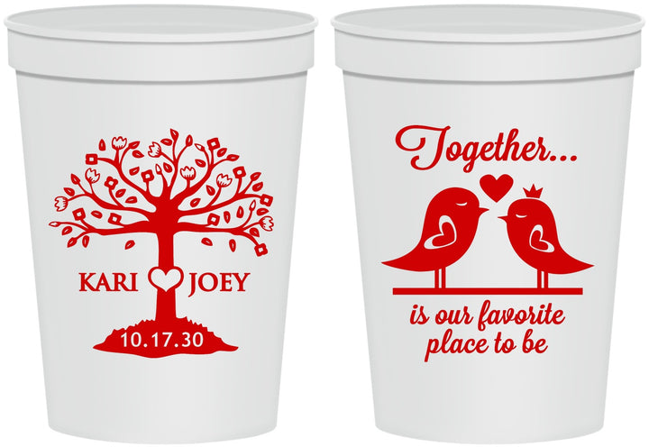 Personalized Wedding 16 oz Stadium Cups - Love Birds | 481
