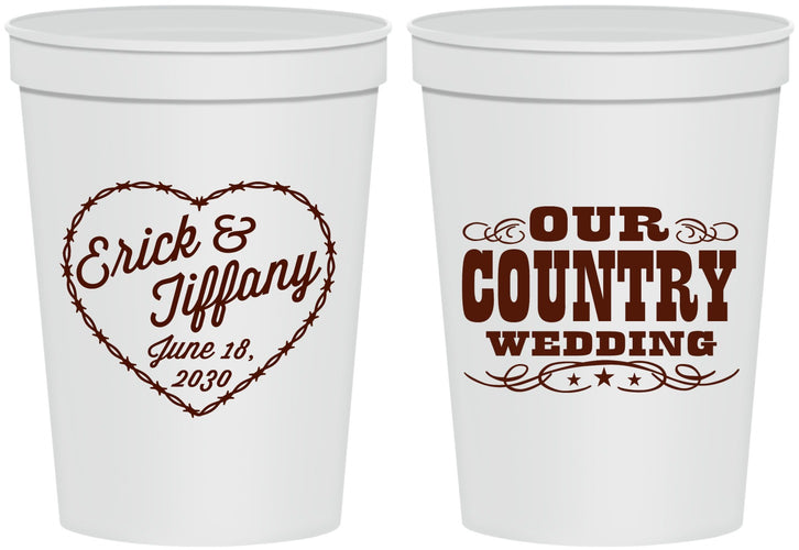 Personalized Wedding 16 oz Stadium Cups - Country Wedding | 484