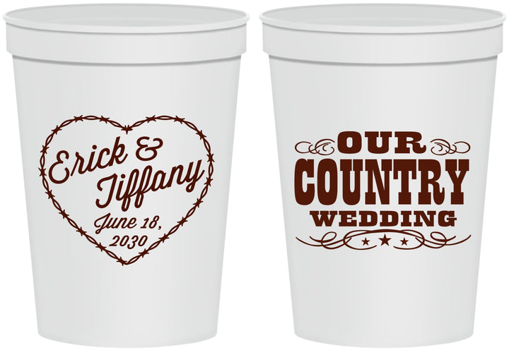 Personalized Wedding 16 oz Stadium Cups - Country Wedding | 484