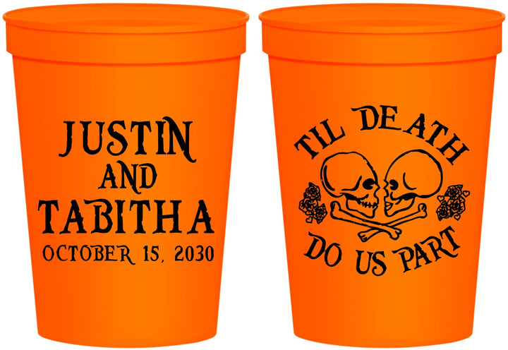 Personalized Wedding 16 oz Stadium Cups - Til Death Do Us Part | 485