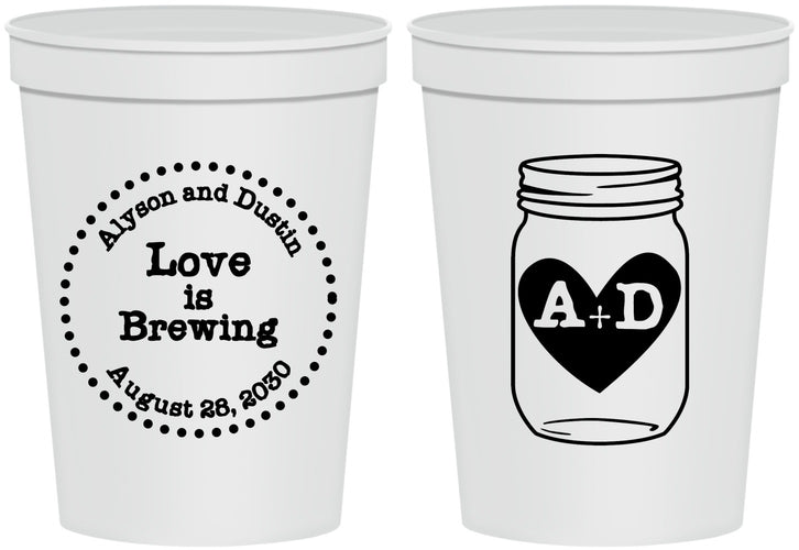 Personalized Wedding 16 oz Stadium Cups - Love Is Brewing | 486