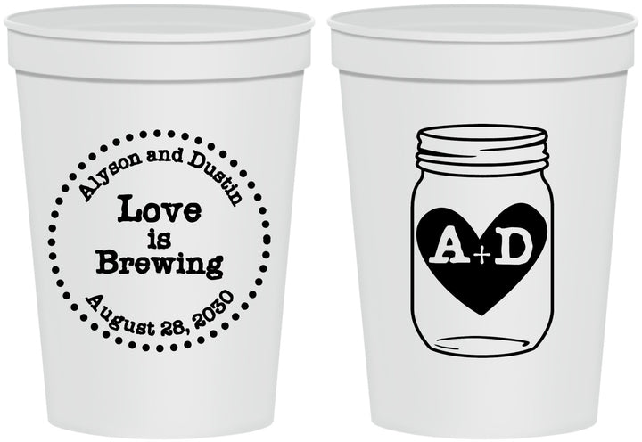 Personalized Wedding 16 oz Stadium Cups - Love Is Brewing | 486