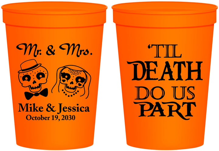 Personalized Wedding 16 oz Stadium Cups - Til Death Do Us Part | 487