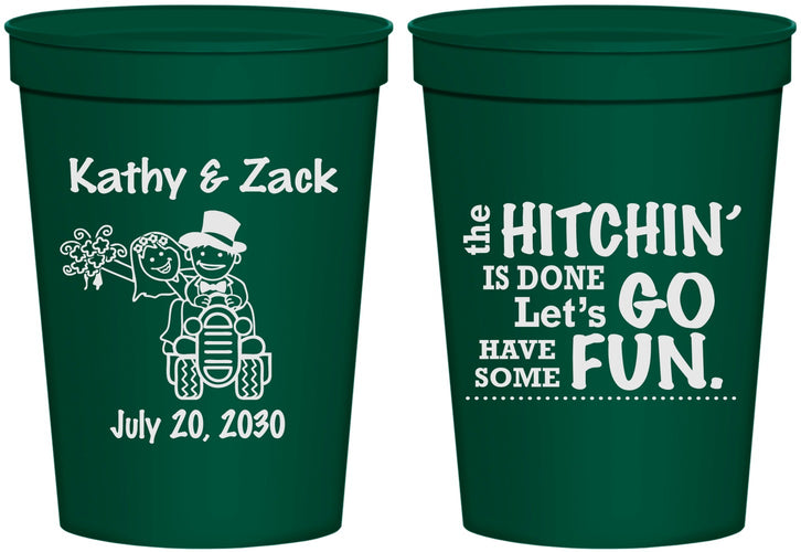 Personalized Wedding 16 oz Stadium Cups - Tractor Hitchin | 489