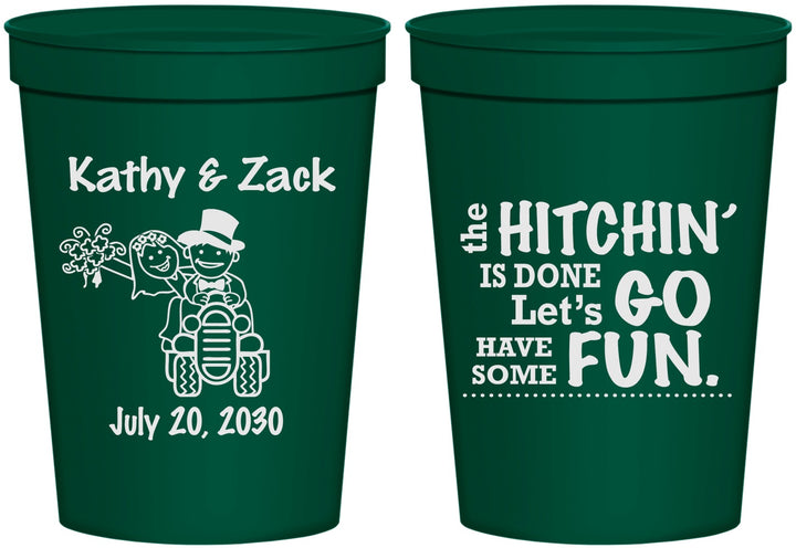 Personalized Wedding 16 oz Stadium Cups - Tractor Hitchin | 489