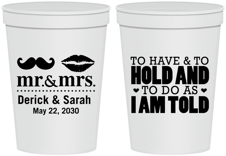 Personalized Wedding 16 oz Stadium Cups - To Have And To Hold | 491