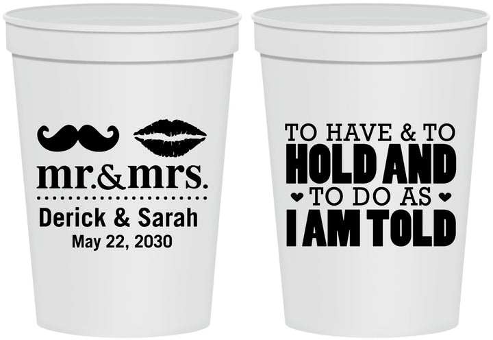 Personalized Wedding 16 oz Stadium Cups - To Have And To Hold | 491
