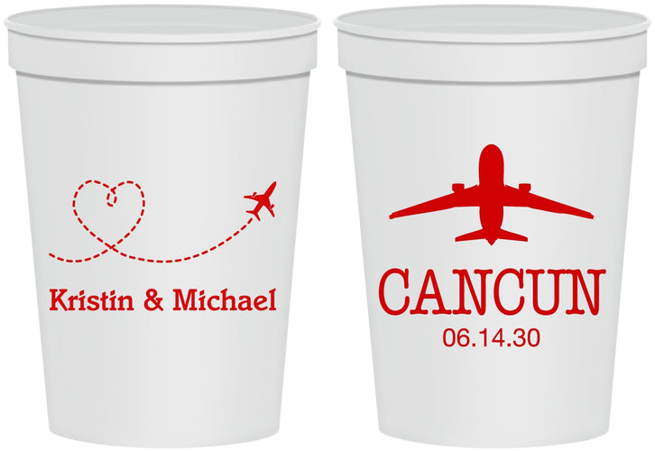 Personalized Wedding 16 oz Stadium Cups - Destination | 492
