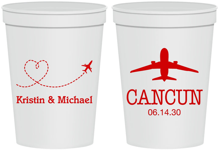 Personalized Wedding 16 oz Stadium Cups - Destination | 492