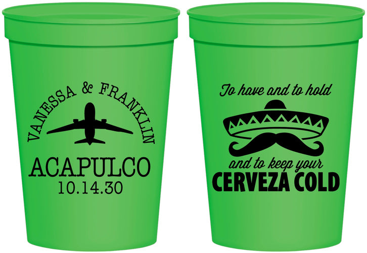 Personalized Wedding 16 oz Stadium Cups - Destination | 496