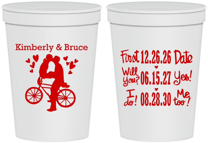Personalized Wedding 16 oz Stadium Cups - First Date Will You I Do | 497