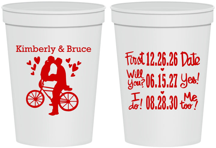 Personalized Wedding 16 oz Stadium Cups - First Date Will You I Do | 497