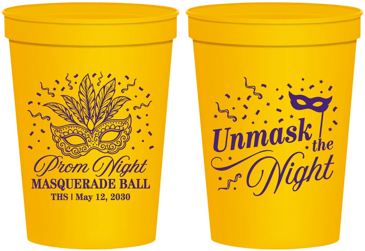 Personalized Prom 16 oz Stadium Cups - Masquerade Ball | 50011