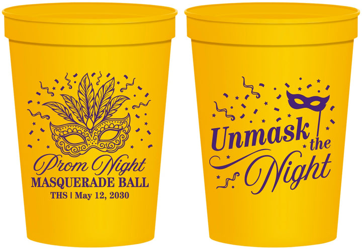 Personalized Prom 16 oz Stadium Cups - Masquerade Ball | 50011