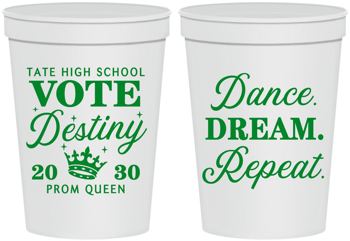 Personalized Prom 16 oz Stadium Cups - Queen Vote | 50016